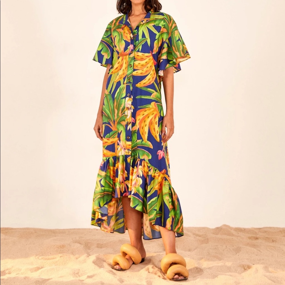 Banana Forest Midi Chemise Dress - NWT